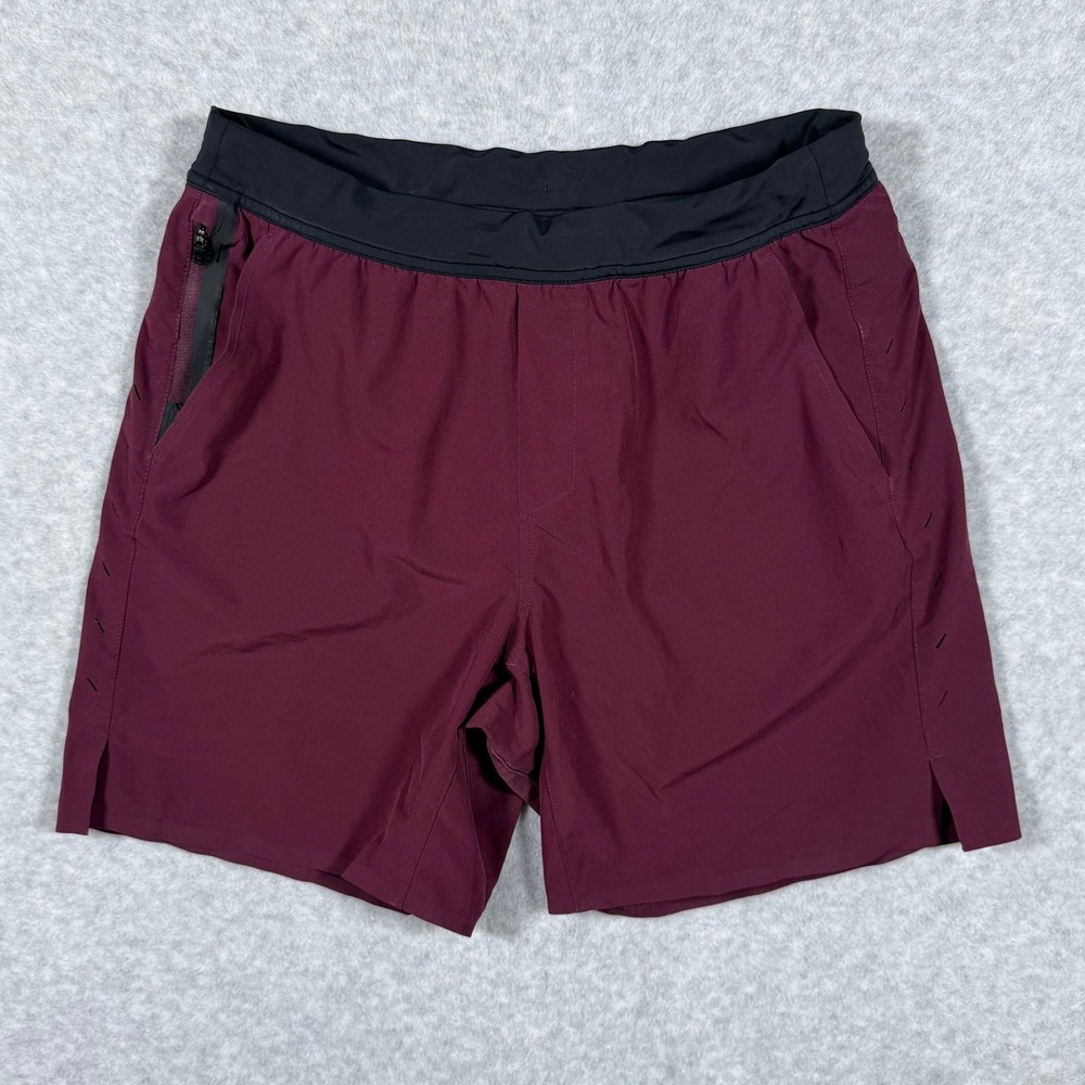 Ten Thousand The Interval Lined Short Mens Large 7" Lined Burgundy Maroon Active